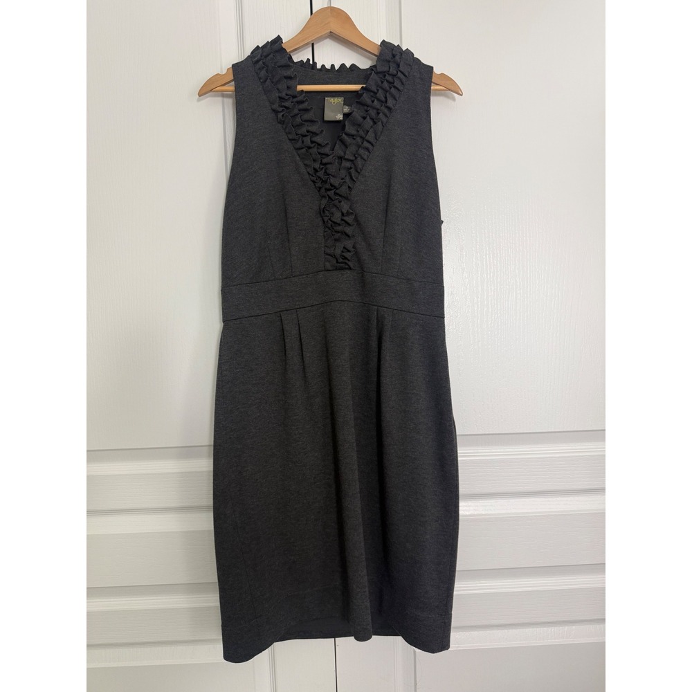 Taylor 12 Gray Sheath Dress Sleeveless Career Office Stretch Lined